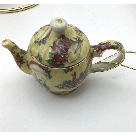 2003 Teapot Ornaments By A Special Place-Porcelain, Gold Trim-Christmas 4-NOS - Picture 3 of 7